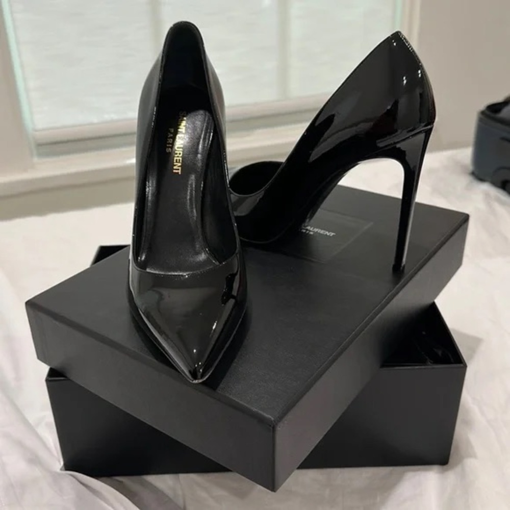 SAINT LAURENT YSL ZOE BLACK PATENT LEATHER PUMPS 39.5‎ - Picture 10 of 10